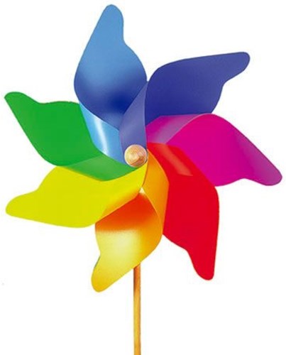Giobas Windmühle Regenbogen - große bunte Gartenmühle 120cm