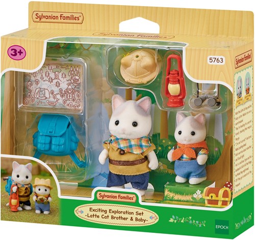 Sylvanian Families Abenteuerset Latte-Katze Bruder und Baby Puppen Spielzeug
