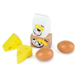 Tidlo Holz Spielzeug Lebensmittel Eier und Milchprodukte im Kasten