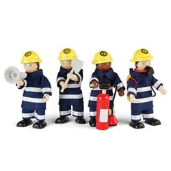 Tidlo Holz Feuerwehrmänner Set mit Zubehör für fantasievolles Spielen