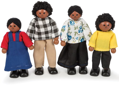 Tidlo Puppen Familie Holzspielzeug Multikulturelle Schwarze Familie