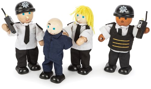 Tidlo Polizei Spielfiguren Set mit Gefangenem - Holzfiguren