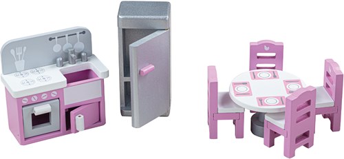 Tidlo Puppenhaus Küche Holz Möbelset 9-teiliges Zubehör