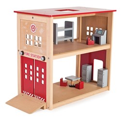 Tidlo Feuerwehrstation Holzspielzeug Spielset für Kinder
