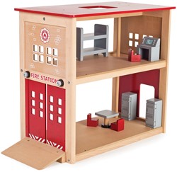 Tidlo Feuerwehrstation Holzspielzeug Spielset für Kinder
