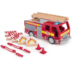 Tidlo Feuerwehrwagen Holzspielzeug mit Zubehör rot 37 cm