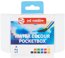 Aquarellfarben Set Pocket Box 12 Farben mit Pinsel für Erwachsene