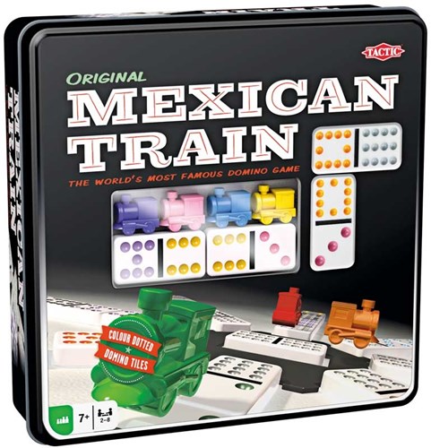 Tactic - Mexican Train Dominospiel in Blechdose - Familienspiel