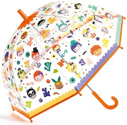 Djeco Regenschirm Faces - Kinder Regenschirm mit Farbwechsel und Sichtfenster