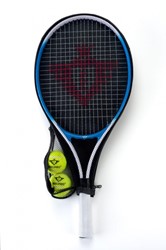 Tennisracket met Hoes en 2 Ballen - Blauw
