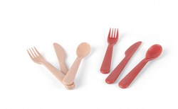Dantoy Besteckset Spielzeug TINY Dinnertime Sand Rot 6-teilig nachhaltig