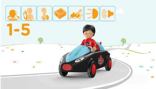 Toddys Spielzeugauto Sam Speedy mit Licht und Sound - 3-teilig - schwarz/türkis - inklusive beweglicher Spielfigur-2