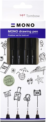 Tombow Tombow Mono Fineliner Set 4 stuks Bold