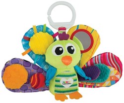 Tomy Babyspielzeug Pfau Jacques sensorisch Plüsch mit Spiegel