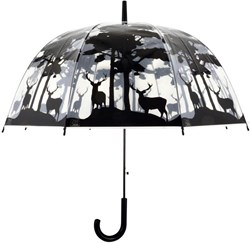 Esschert Design Regenschirm transparent Waldtiere Hirsch Motiv
