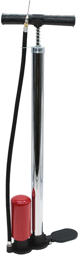 Precision Ballpumpe - robuste Sportpumpe mit Fußplatte silber
