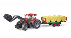 Bruder Traktor Case IH Optum 300 CVX Spielzeug mit Frontlader und Ballentransporter