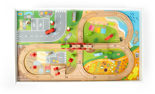 BigJigs Holz Eisenbahnset - Spiel- und Aktivitätstisch für Kinder-3