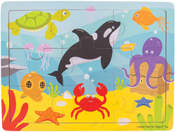 BigJigs Holzpuzzle - Unterwasser Tiere - Rahmenpuzzle