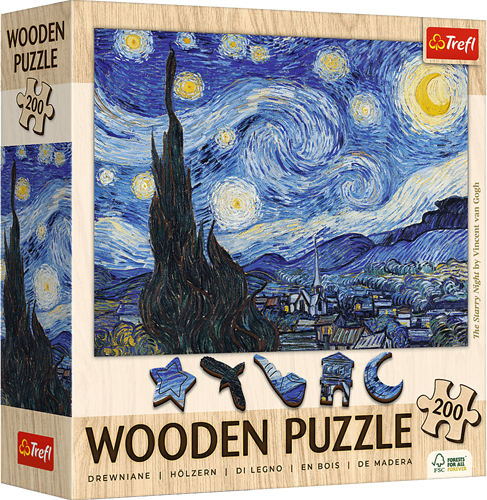 Trefl Trefl 200 Wooden Puzzles - The Starry Night - Vincent van Gogh_FSC Mix 70%