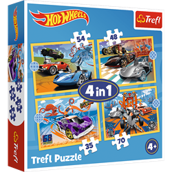 Trefl Puzzle Hot Wheels Fahrzeuge - 4in1 Kartonspielzeug