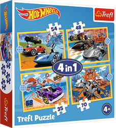Trefl Puzzle Hot Wheels Fahrzeuge - 4in1 Kartonspielzeug
