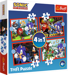 Trefl Puzzle-Set - 4in1 Sonic The Hedgehog Abenteuer Karton Spielzeug