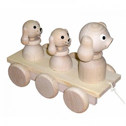Miva Trekfiguur 3 honden (naturel)