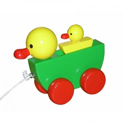 Miva Trekfiguur eend met jong (gekleurd)
