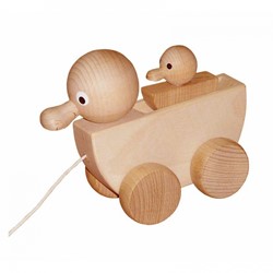 Miva Trekfiguur eend met jong (naturel)