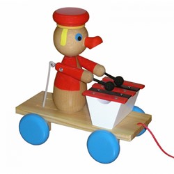 Miva Trekfiguur eend met xylofoon (gekleurd)
