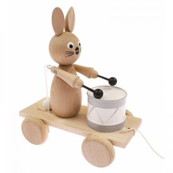 Miva Trekfiguur konijn met xylofoon (naturel)