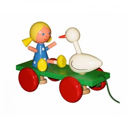 Miva Trekfiguur meisje met gans (gekleurd)