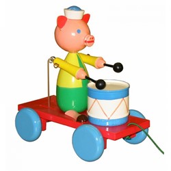 Miva Trekfiguur varken met trommel (gekleurd)