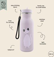 Trixie Trinkflasche Edelstahl 500ml - Mrs. Mouse - kinderfreundliche Wasserflasche - auslaufsicher - lila-3