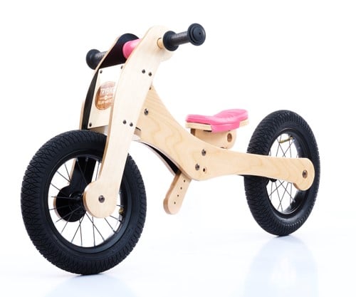 Trybike houten loopfiets 4 in 1 roze