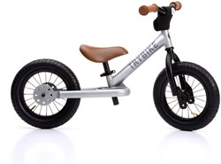 Trybike Laufrad Stahl Silber mit braunen Handgriffen und Sattel - Zweirad
