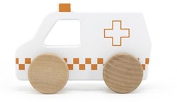 Tryco Holz-Ambulanz Spielzeugauto für Kinder - robustes Holzspielzeug
