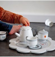 Tryco Holz Tee Set Spielzeug - Teeservice für Kinder weiß/grau-2