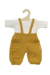Poppen Tuinbroek Okergeel, maat 28-35 cm