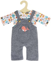 Poppentuinbroek met T-shirt Roze Walvis, 35-45 cm