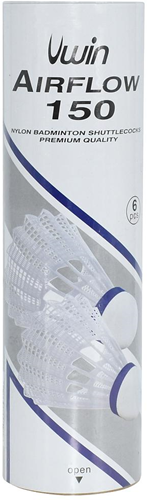Uwin Airflow 150 Badminton Shuttlecocks (Tube of 6) - White - Medium