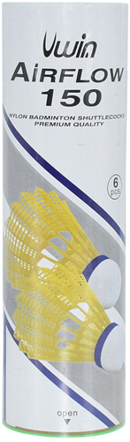 Uwin Airflow 150 Badminton Shuttlecocks (Tube of 6) - Yellow - Medium