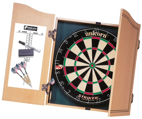 Unicorn Dartboard Striker Home Center mit 2 Dart-Sets - Holzkabine