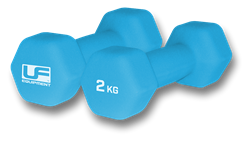 Urban Fitness Hex Hanteln - Neopren überzogen (Paar) Sky - 2kg