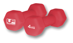 Urban Fitness Hex Kurzhanteln - Neoprenüberzug (Paar) Rot - 4kg