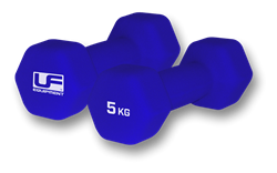 Urban Fitness Hex Kurzhanteln - Neoprenüberzug (Paar) Blau - 5kg