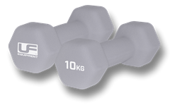 Urban Fitness Hex Hanteln - Neopren überzogen (Paar) Silber - 10kg