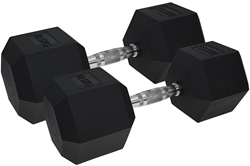 Urban Fitness PRO Hex Kurzhantel - Gummibeschichtet (Paar) Schwarz - 12.5kg
