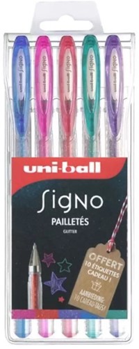 Uni-Ball Uni Signo Gelstift Glitter 5 Set 1 mm